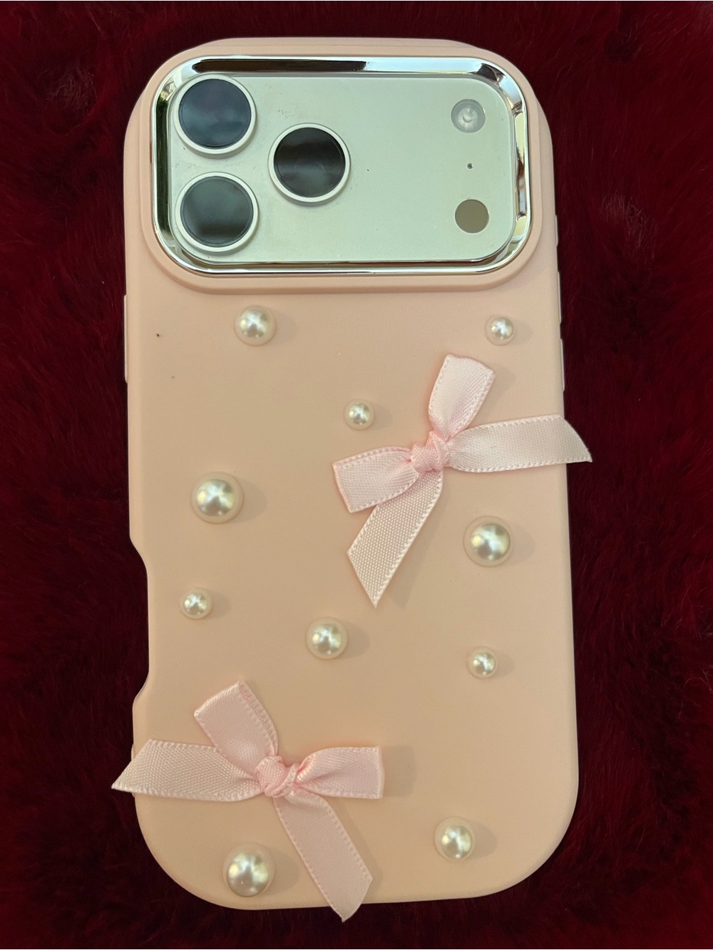 BOW PEARL 17 Pro Max iphone pink phone case Barbie Womens teens girls, kids NEW